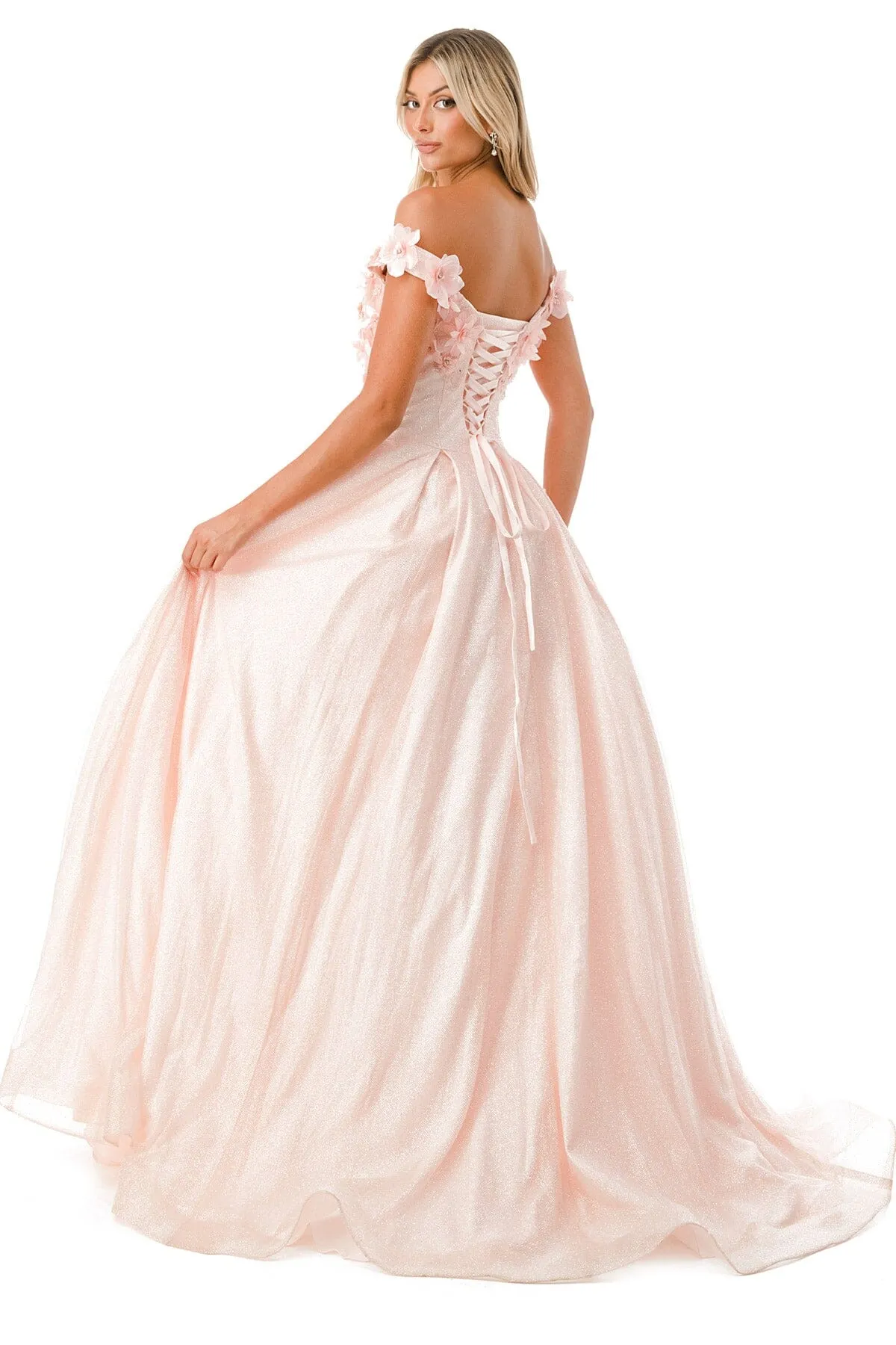 3D Floral Off Shoulder Ball Gown by Coya L2501